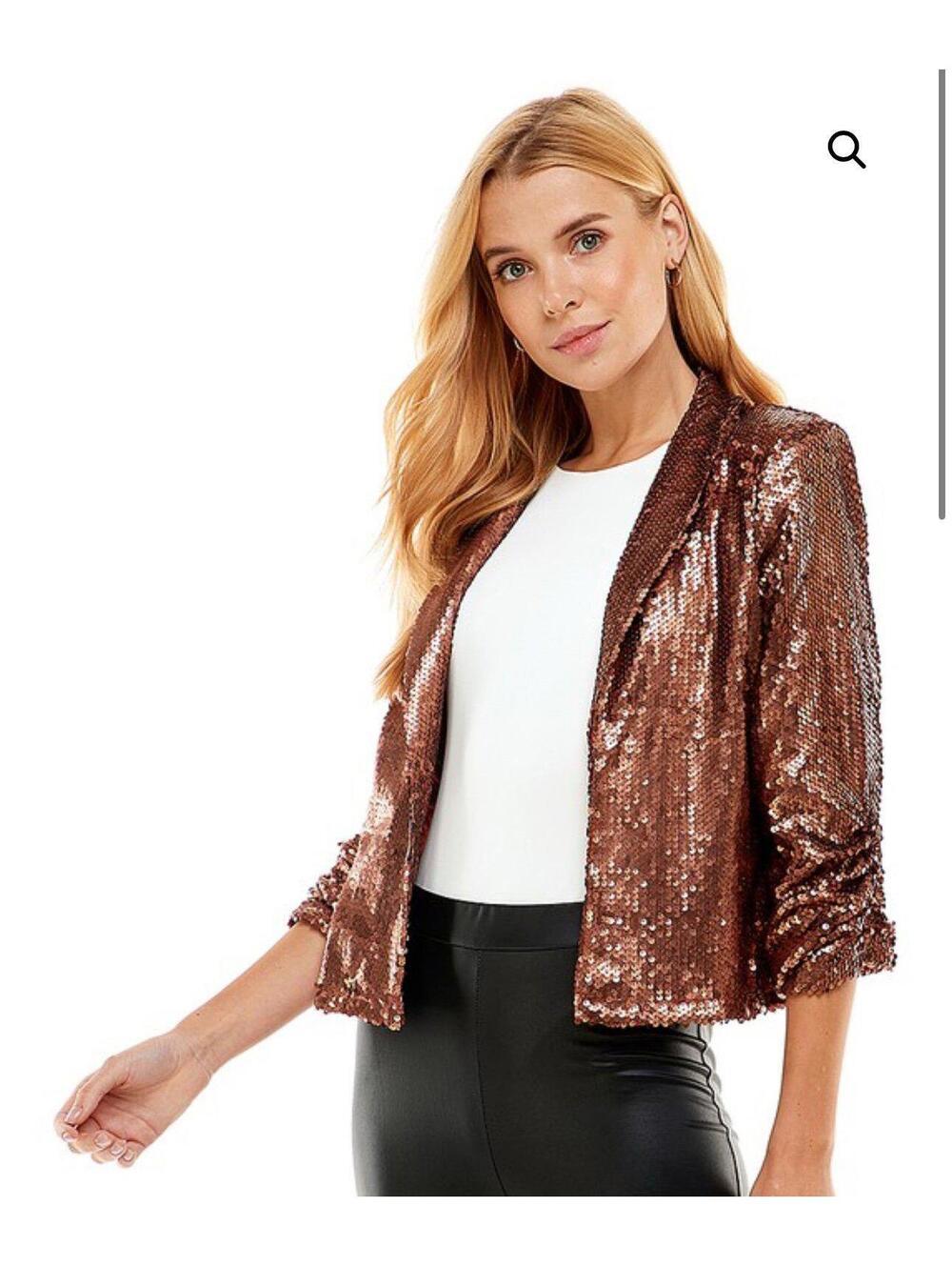 NWT TCEC Bronze Sequin Western Chic Blazer Jacket Sz Sm